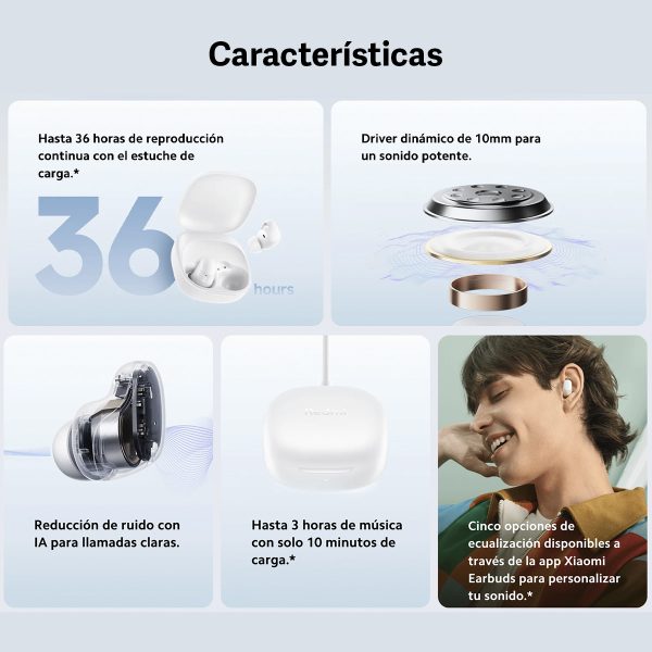 Audifonos Xiaomi Redmi Buds 6 Play Versión Global Blanco - Imagen 2