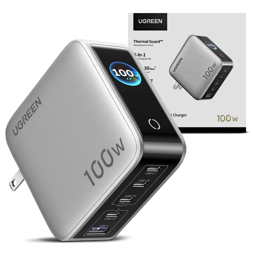 Cargador Ugreen 100w 5 Puertos Pantalla X773