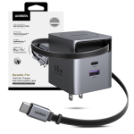 Cargador Ugreen 65W Nexode Pro GaN 3 en 1 con Cable Retráctil Gris