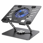 Soporte para Laptop Cooler Hoco DH27 de Metal 360° con Ventilador & USB Gris