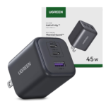 Adaptador Cargador Ugreen 45W X527 Tipo C & A 3 en 1 GaN Negro