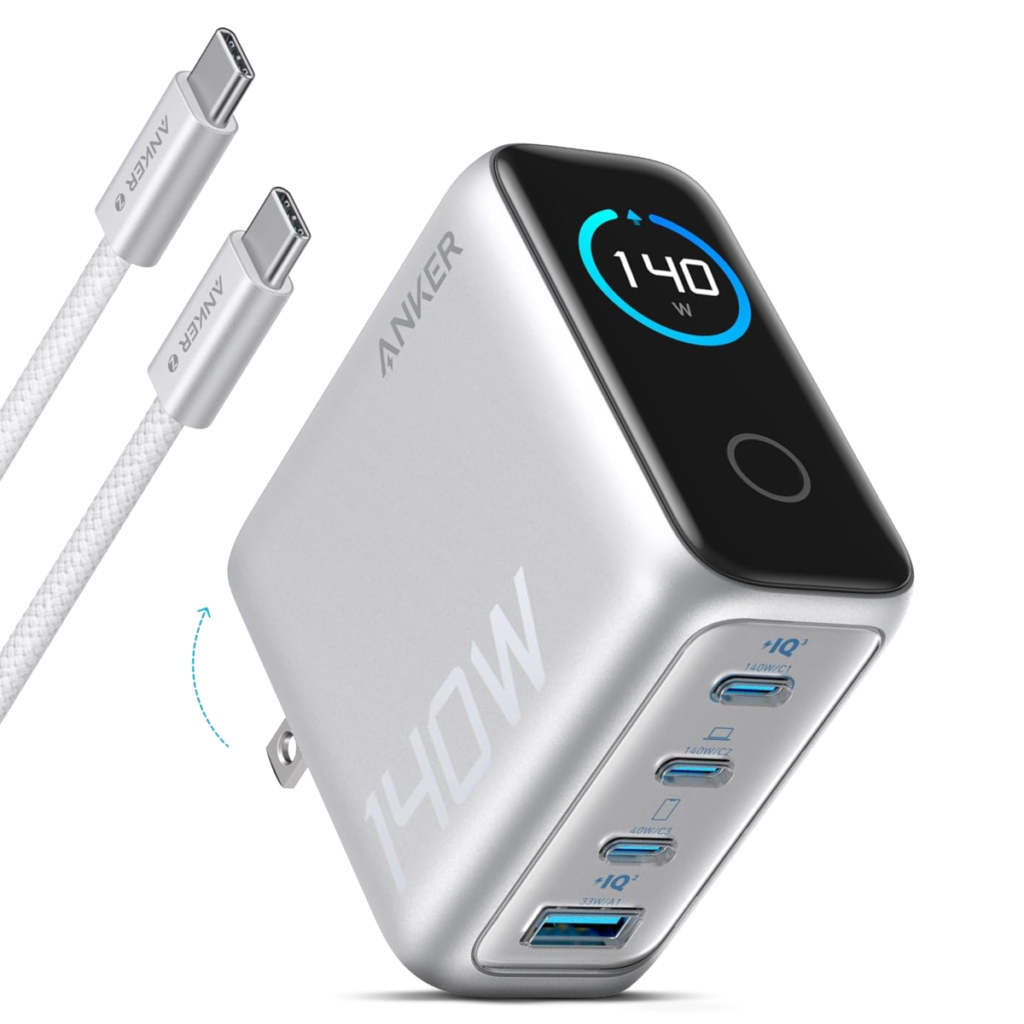 Adaptador Cargador Anker 140W con Cable Pantalla 4 en 1