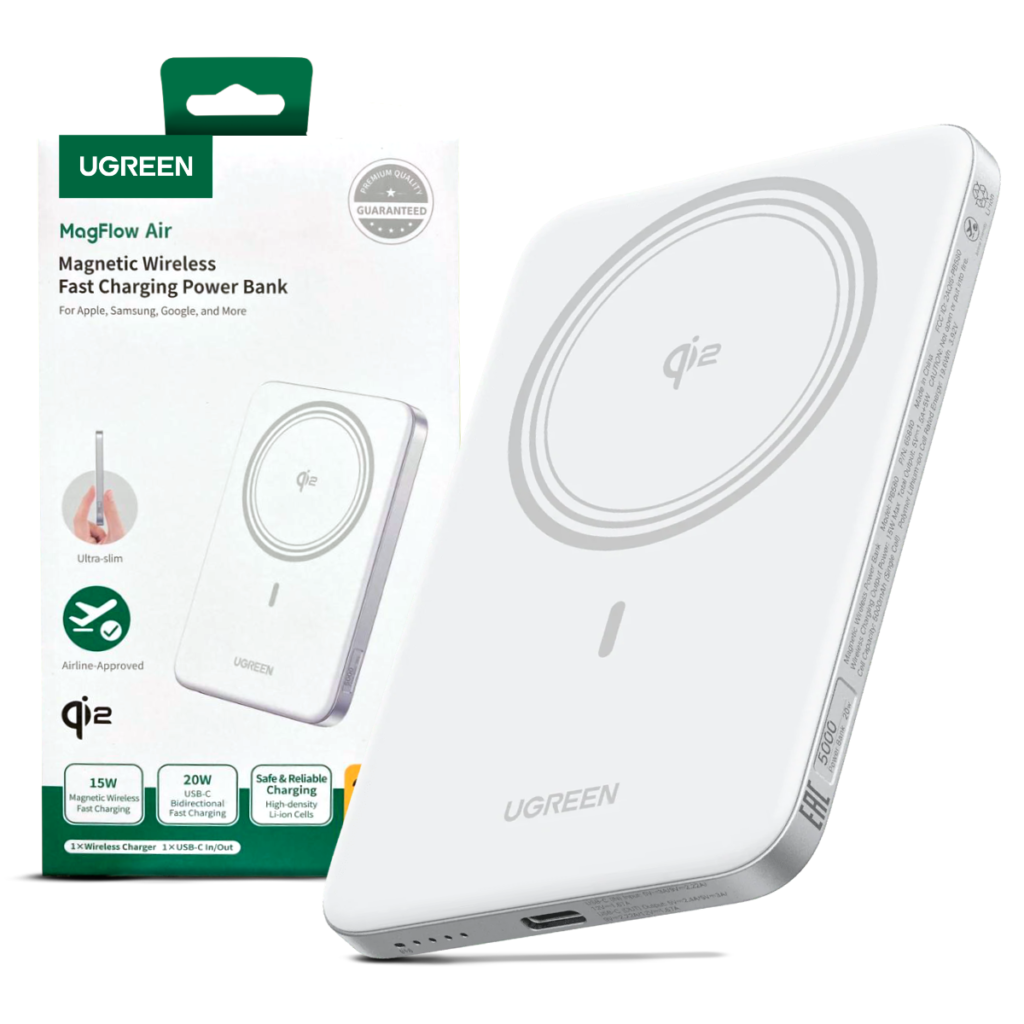 Power Bank Magnetico Ugreen Magflow Air Qi2 5000 mAh PB580 Blanco